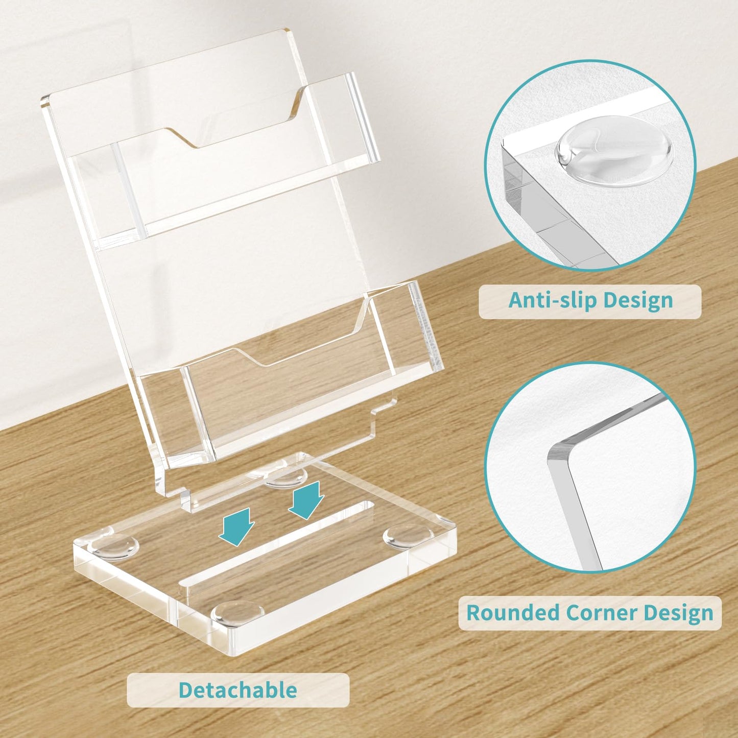 HIIMIEI Business Card Holder Desk, Acrylic Business Card Display, 2 Tier Clear Business Card Stand for Office, Exhibition, Meeting, Home, 120 Card Capacity