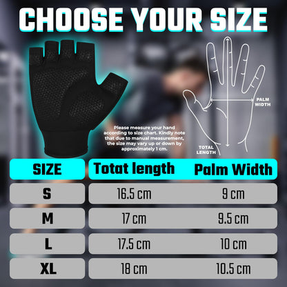 SAWANS Weight Lifting Workout Gloves Lightweight Breathable Padded Palm Protection Gym Gloves Non-Slip Silicone Grip for Men and Women Exercise Fitness Training Pull-ups Deadlifting (Black, L)