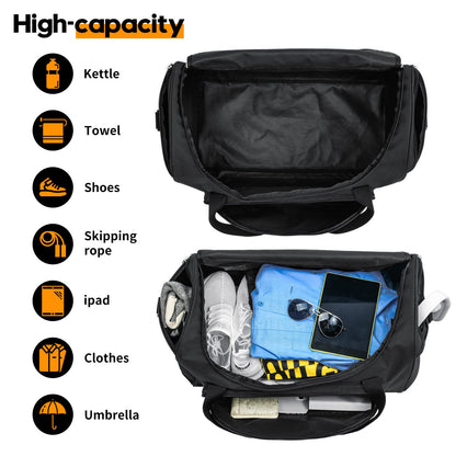Uarition Gym Bag for Men - 55L Black Durable Large Duffle Bag for Travel, Workout, Fitness & Sport
