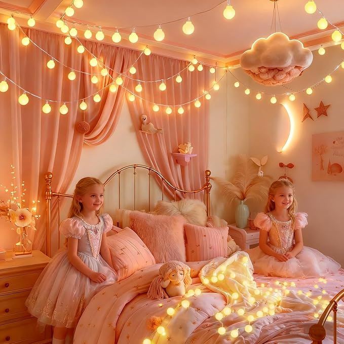200 LED Hanging String Lights – 66ft Plug in Fairy Lights with 8 Modes,Warm White String Lights for Bedroom, Connectable Globe Lights for Classroom, Dorm, Patio, Party & Christmas Decor