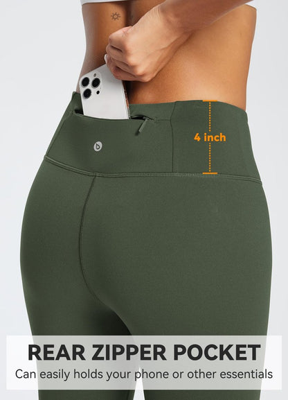 baleaf Fleece Lined Leggings for Women Water Resistant Thermal Hiking Pants Running Gear Skiing Tights Cold Weather Green M