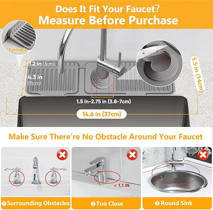 14.6 inch Faucet Mat for Kitchen Sink Splash GuardKitchen Sink Faucet Mat