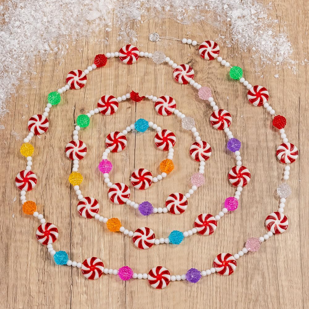 Kurt Adler Multicolored Candy with Peppermint Rounds Garland