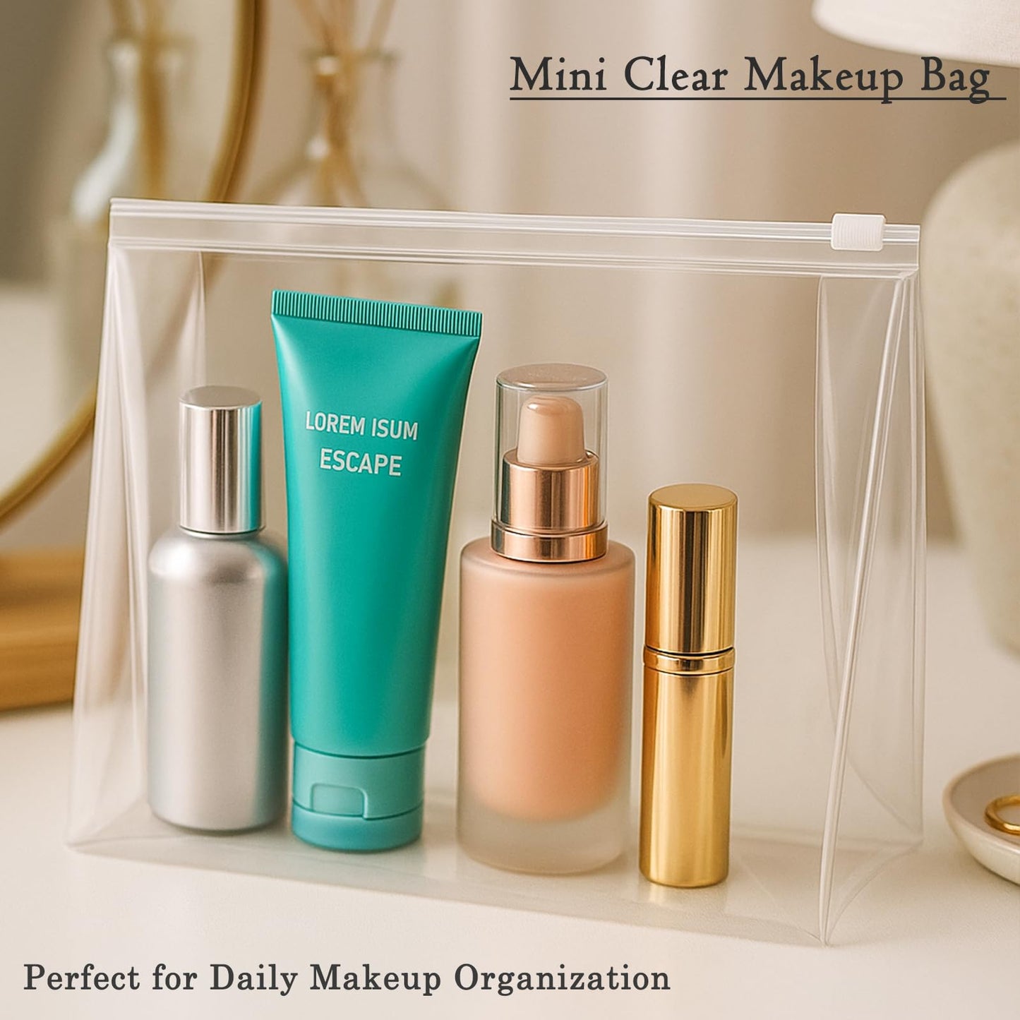 Circloophs Mini Clear Makeup Bag, 30 Pack Small Cosmetic Bags with Zipper TSA Approved Travel Bags Bulk for Toiletrie Plastic EVA Water-resistant Reusable Pouche for Bathing Suit Bikini, 6"x 5"x 1.5"