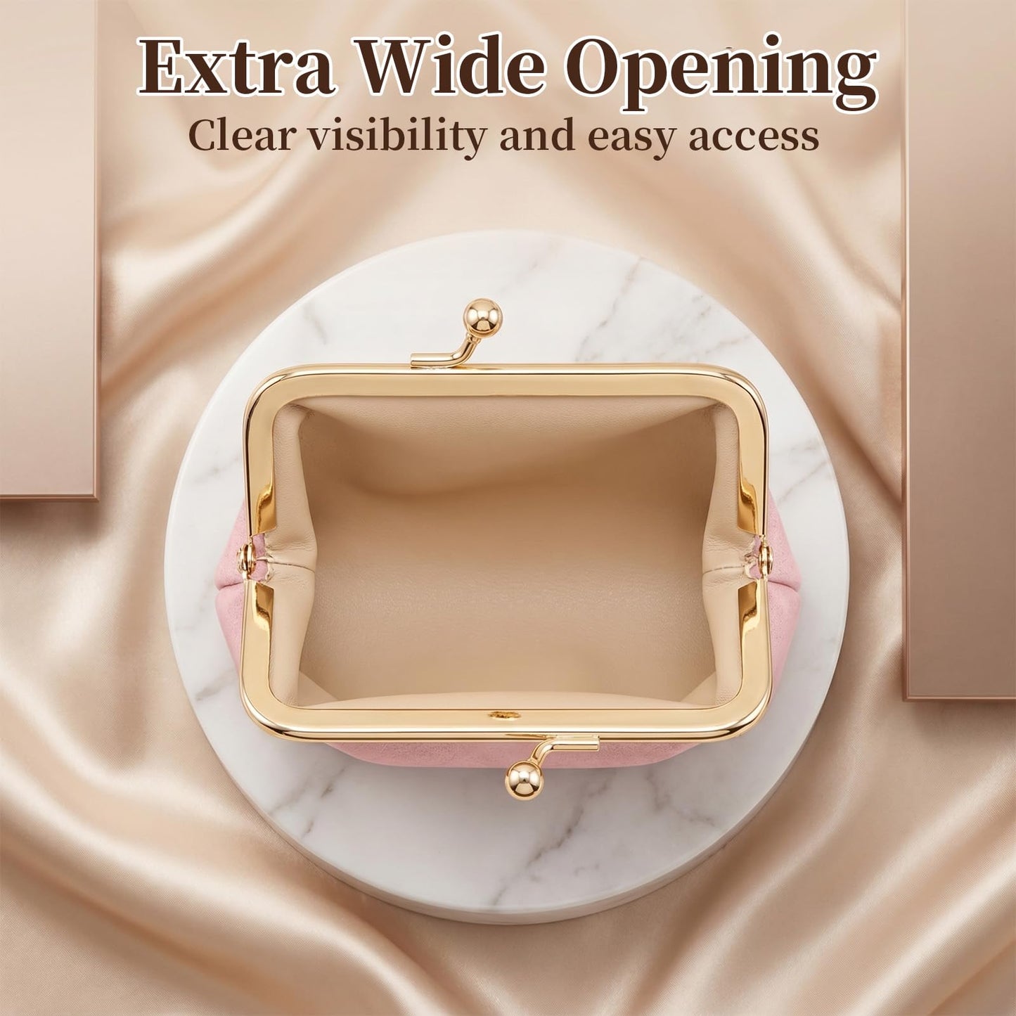 OPLCFO 2PCS Vintage Coin Purse with Kiss Lock, PU Leather Change Purse for Change, Keys, Lipstick