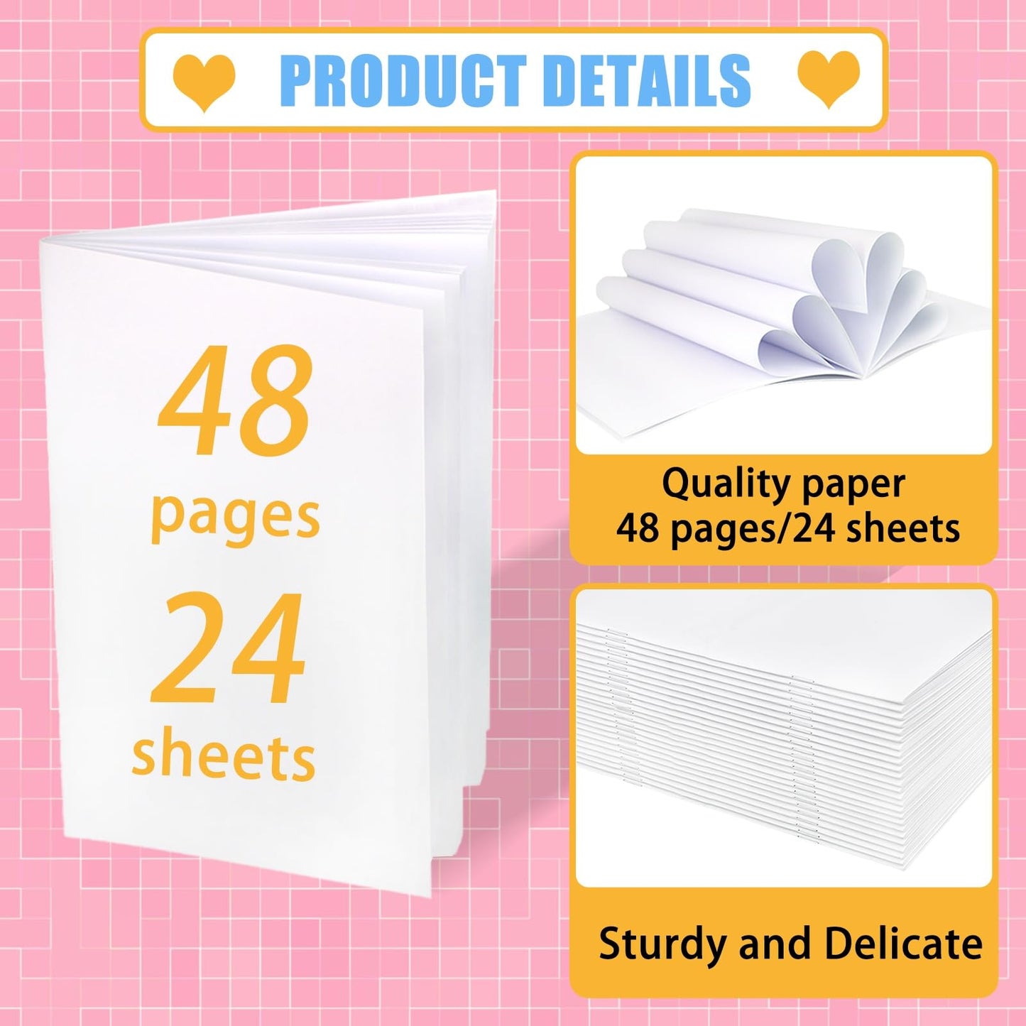 Mevlshcey 10 Pcs White Blank Notebook for Kids - 5.5 x 8.5 Inches - Unlined Journal & Sketchbook for Writing, Drawing, Storytelling, 24 Pages, Perfect for School, Home, Art Projects, and Gifts