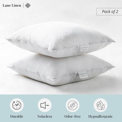 LANE LINEN Throw Pillow Insert - Pack of 2 16x16 Pillow Inserts for Decorative Pillow Covers, Throw Pillows Insert for Couch - White