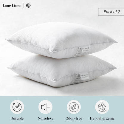 LANE LINEN Throw Pillow Insert - Pack of 2 16x16 Pillow Inserts for Decorative Pillow Covers, Throw Pillows Insert for Couch - White