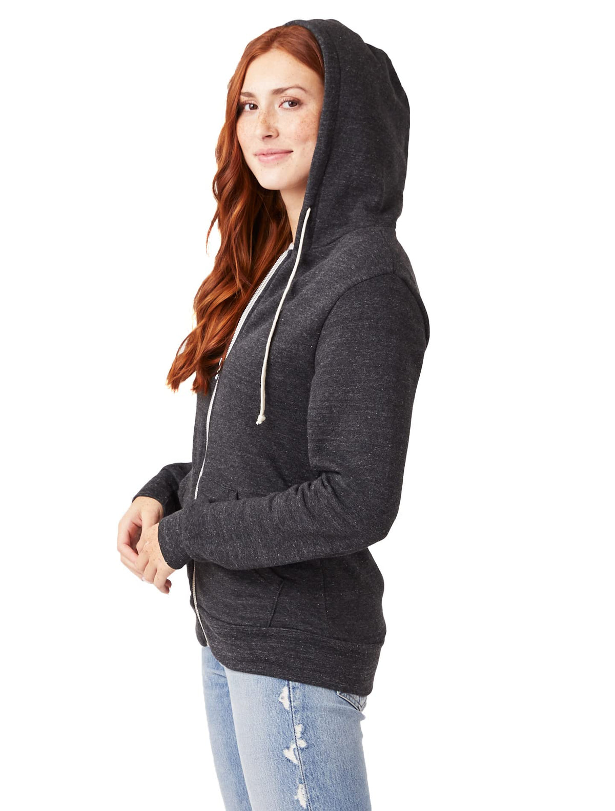 Alternative Men's Rocky Fleece Zip Hoodie, Eco Black, Large