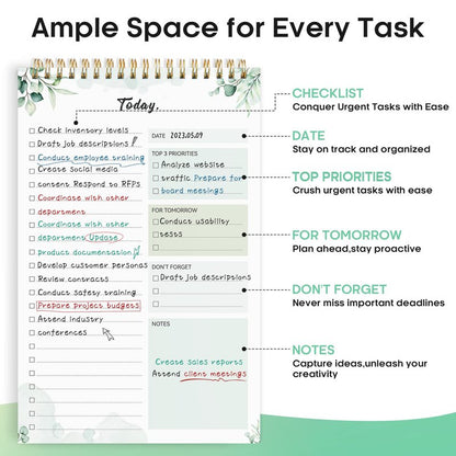 Taja To Do List Notepad - To Do List Notebook for Work with 52 Sheets, 9.8" x 6.5", Undated Daily Planner Perfect for Daily Tasks and Goal Setting, Notepad Suitable for Office, Home & School - Nature