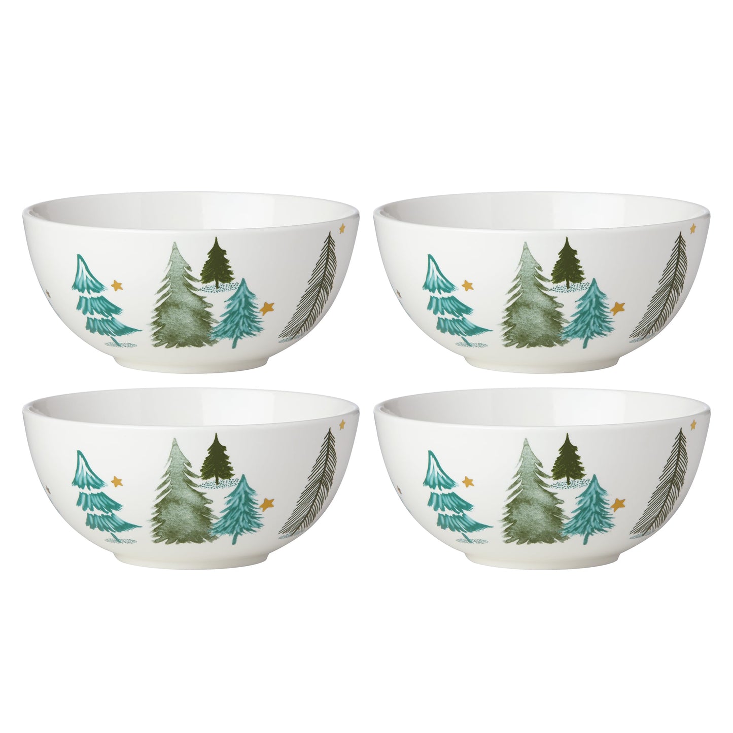Lenox 880067 Balsam Lane 4-Piece All-Purpose Bowl Set, Christmas Drinkware, Holiday Hosting