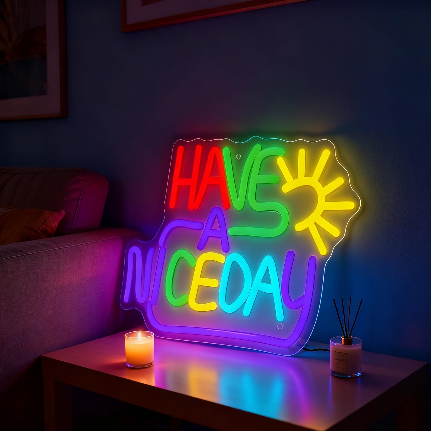 Neonawall Have A Nice Day Neon Sign for Wall Decor Light Up Letters Led Sign Birthday Party Gifts Led Decorative Night Signs Motivational Room Decorations Supplies Gift for Friend Home Bedroom Dorm