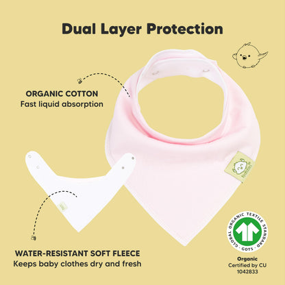 8-Pack Organic Baby Bandana Bibs for Girls - Super Absorbent Triangle Baby Bibs for Drooling and Teething Infant, 100% Cotton Extra Soft for Newborn, Infant 0-36 Months (Muted Pastel)