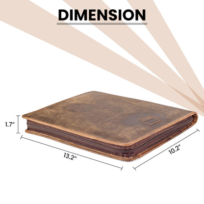 LEATHER VILLAGE Leather Portfolio Organizer - Professional Business Padfolio for Men & Women - Stylish Document Card Holder, Folio for A4/Letter Size Writing Legal Pad, Brown