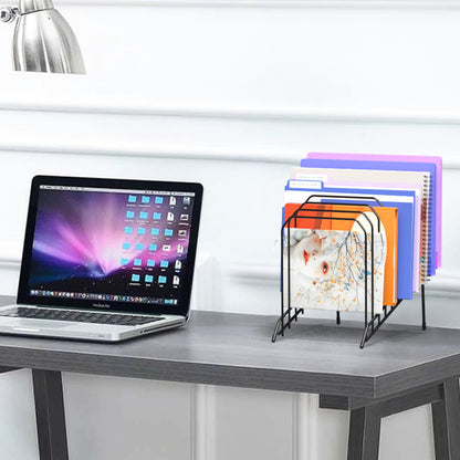 Gawerk Incline Metal Desk Magazine Folder Holder, Sorter Desk File Organizer with 8-Section Vertical Compartments Rack File Organizer for Office, Home, School