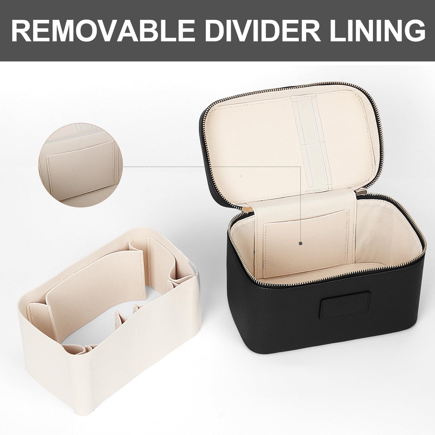 HiTotes Makeup Bag Vanity Case for Women Leather Cosmetic Bag Travel Toiletry Bags Portable Makeup Organizer Case