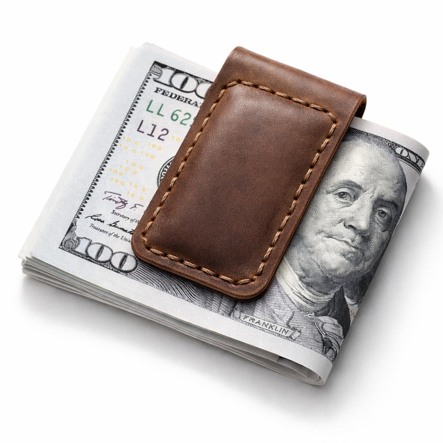 Routoboe Slim Magnetic Money Clip, Genuine Leather Business Card Holder, Gift Box Included
