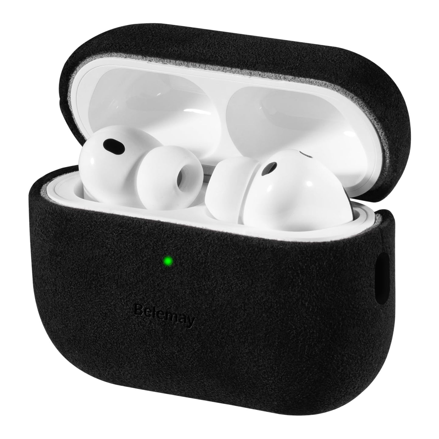 Belemay Handcrafted Alcantara Case for AirPods Pro 3rd Gen (2025), Compatible with MagSafe, Luxury Italian Suede-Like Material, Comfortable Grip, Elegant Cover Compatible with Airpods Pro 3, Black
