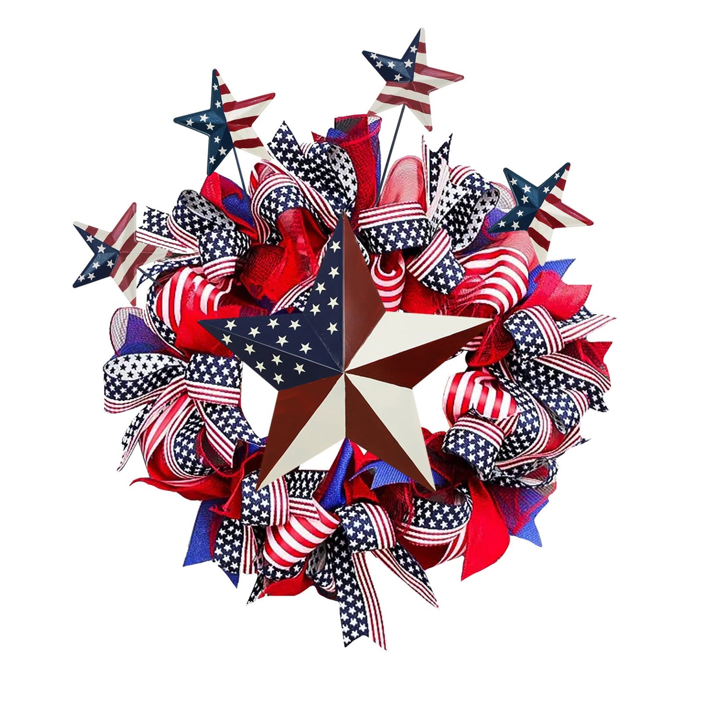 Linfevisi 21 Inch Barn Star Wall Decor Outdoor Patriotic Decorations Hanging Metal Stars American Flag 4th of July Memorial Day Texas Star Wall Art for Western Country Farmhouse Home