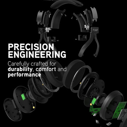 BlueAnt Pump X Wireless Over-Ear Headphones, Bluetooth, Powerful Bass, Active Noise Cancelling & Transparency Mode, Interchangeable Ear Cups, All-Day Comfort for Gym and Training, Black/Silver