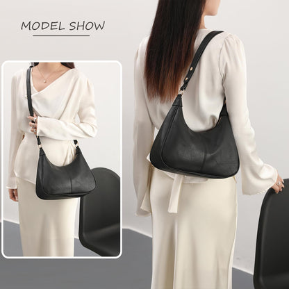 NIUEIMEE ZHOU Shoulder Bag for Women Ultra Soft Foldable Vegan Leather Crossbody Bags Tote Hobo HandBag Underarm Purses