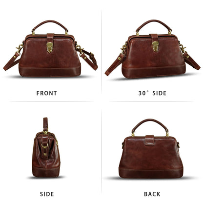 Genuine Leather Small Purses and Handbags for Women Designer Vintage Doctor Style Crossbody Bag Shoulder Satchel Phone Bag (Coffee)