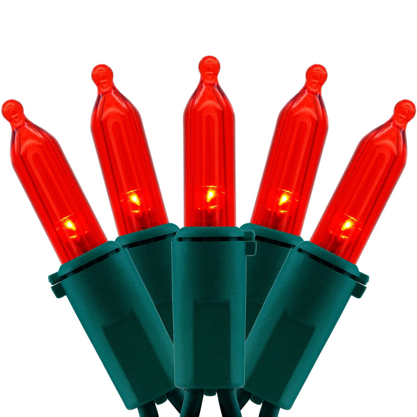 YULETIME 200 Red LED Christmas Lights, 66 ft Green Wire UL String Light