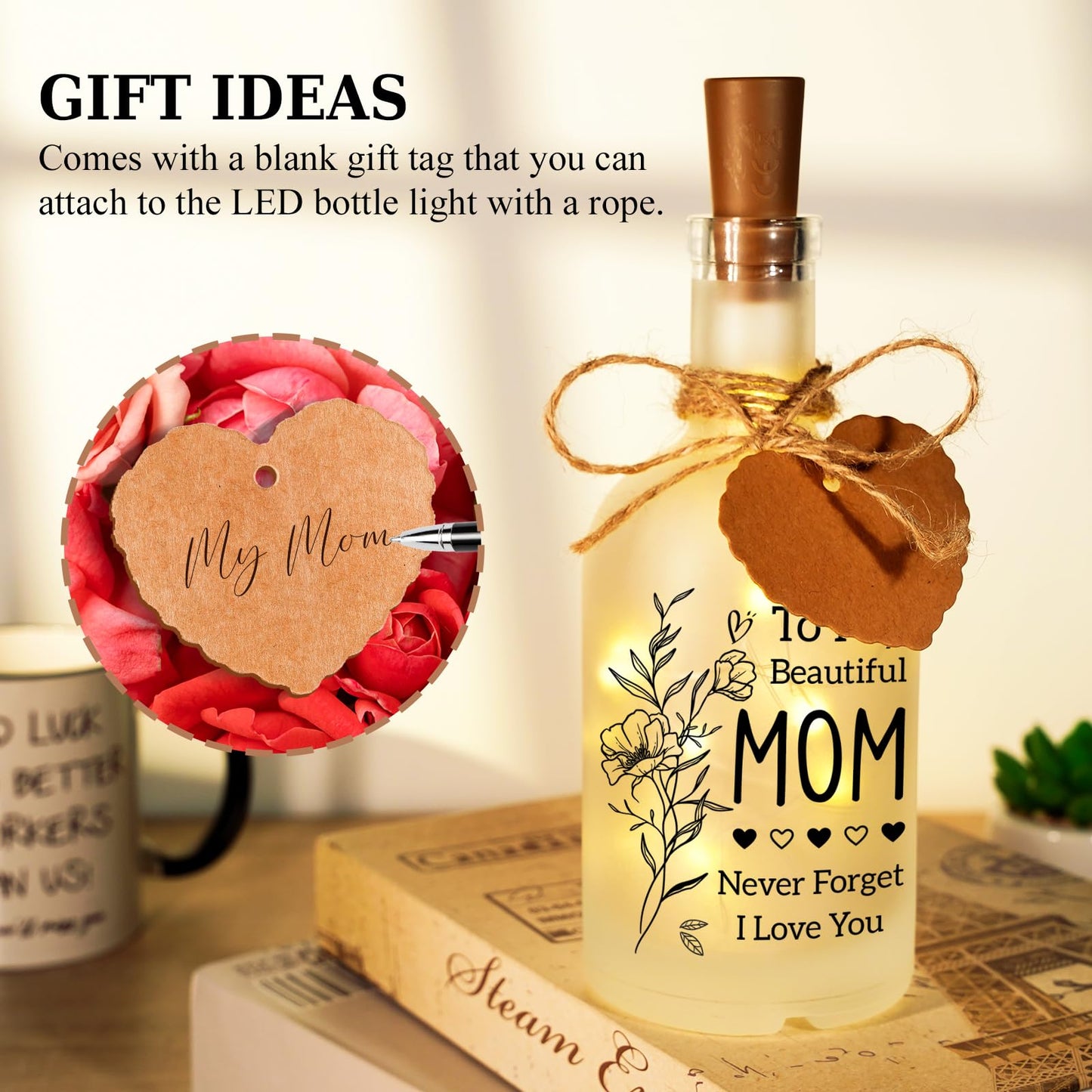 Vetbuosa Gifts for Mom Mothers Day - LED Bottle Decorative Light Mommy Birthday Gifts, Mothers Day Presents for Mom