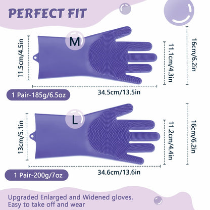 Pecute Heat Resistant Silicone Grooming Gloves with High-Density Teeth and Enhanced Five Finger Design for Bathing and Massaging Dogs and Cats
