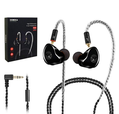 DCMEKA in Ear Monitor Headphones, HiFi Stereo IEM Earphones, Dynamic Dual Driver Wired Earbuds with Detachable Cable, Noise Canceling Headset for Singers Musicians Drummers Audiophile (Black)