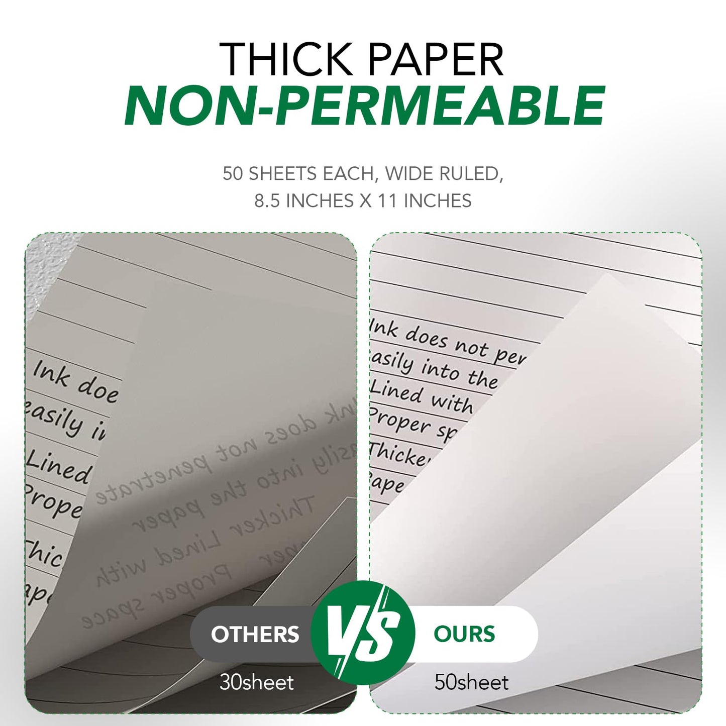 KAISA Legal Note pads 8.5 x 11，12pads 600 Sheets note pads Writing Pads Recycled Paper, Wide Ruled Perforated 50 sheets Premium Thick Paper Hard Back Notepads 8-1/2"x 11-3/4" Writing Tablet Canary For Office Supplies (Pack of 12pc)
