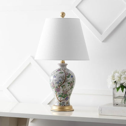 JONATHAN Y JYL3009A Grace 24" Floral LED Table Lamp Classic Cottage Bedside Desk Nightstand Lamp for Bedroom Living Room Office College Bookcase LED Bulb Included, Multicolor
