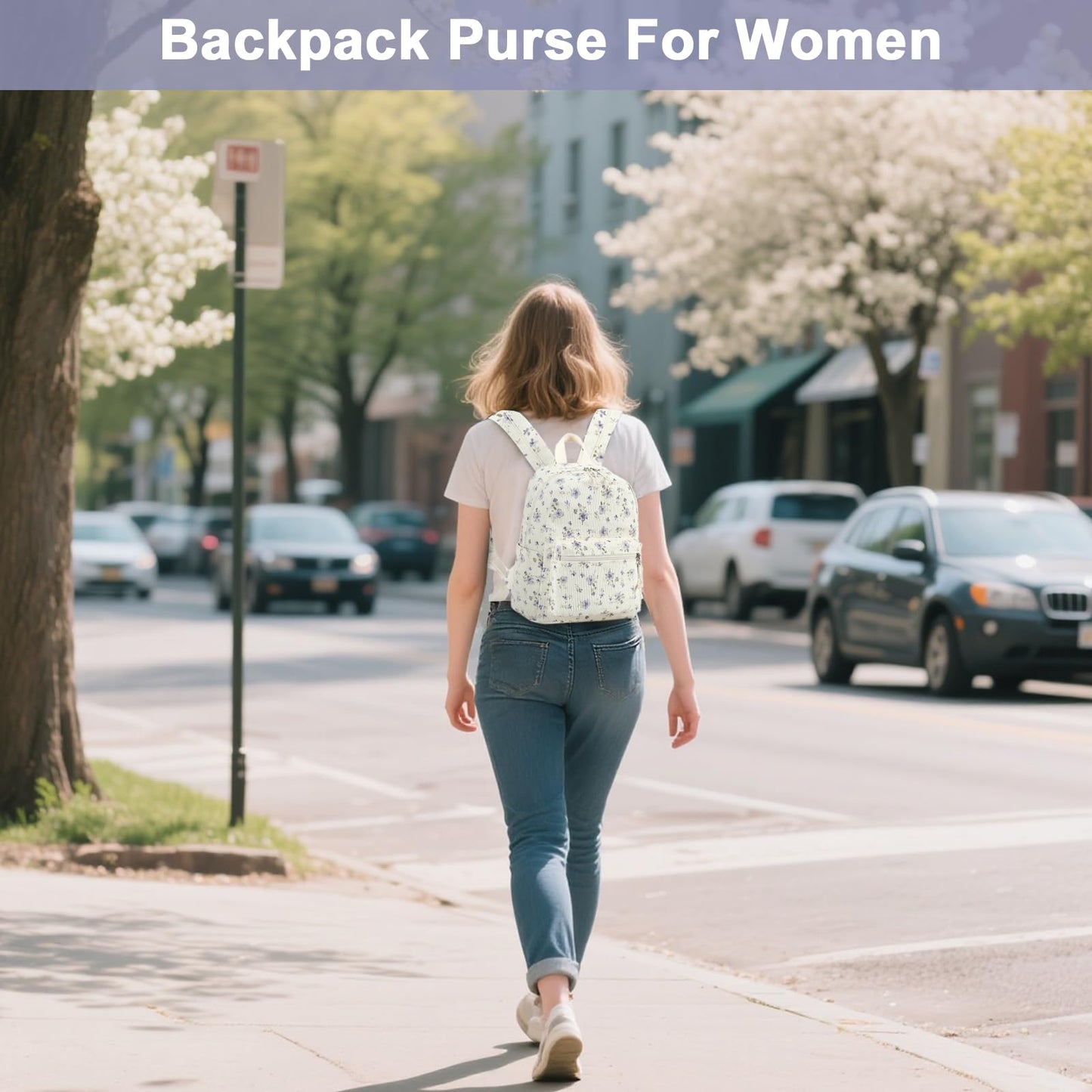 BTOOP Mini Backpack Women Girls Water-resistant Small Backpack Purse Shoulder Bag for Womens Adult Kids School Travel (Purple Floral201)