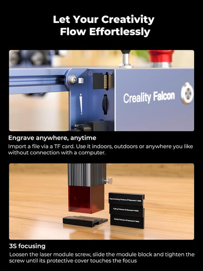 Creality 72W Output Power Laser Engraver, Falcon Pro 10W with Air Assist Laser Engraving Machine, CNC Machine Laser Engraver for Wood and Metal, Paper, Acrylic, Leather