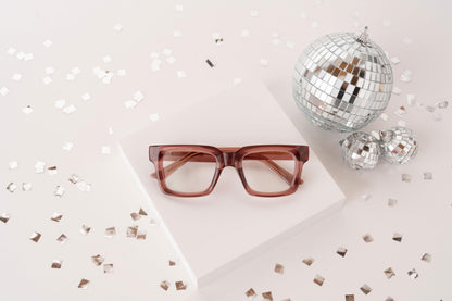 Peepers by PeeperSpecs Women's Spotlight Blue Light Blocking Reading Glasses and No Correction Eyewear Square, Rose, 1.25