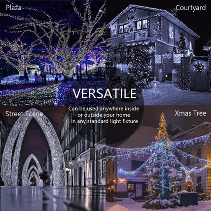 FULLBELL Black and White Christmas Decorations, Black Christmas Lights 33ft 100 LED with Memory Function, 8 Modes Gothic String Lights for Tree, Goth Home, Indoor Outdoor