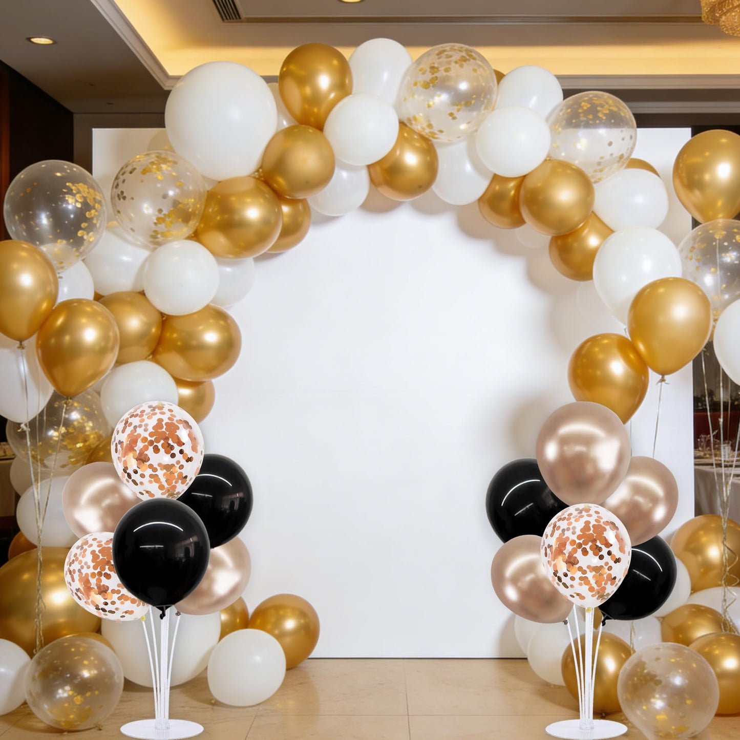 TONIFUL 4 Set Black Champagne Gold Balloon Centerpieces for Table,Balloon Stand Kit for Women Bachelorette Party Party Decor,Birthday Decorations,Bridal Shower,Graduation Decorations 2026,Retirement