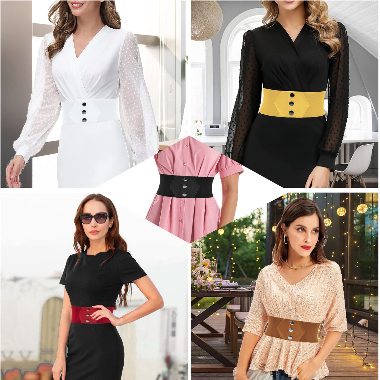 GRACE KARIN Womens 10cm Snap-Button Belt Wide Elastic Belt Ladies Stretchy Waistband Small