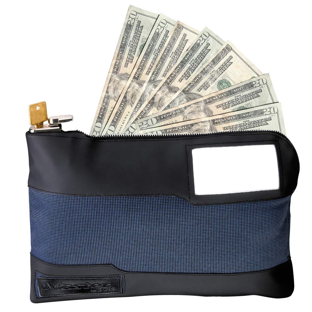 Master Lock Money Bag with Key Lock and Zipper for Cash, 11-1/2 in. Long Locking Portable Travel Money Pouch Protects Passports, Valuables, 7120D, Blue