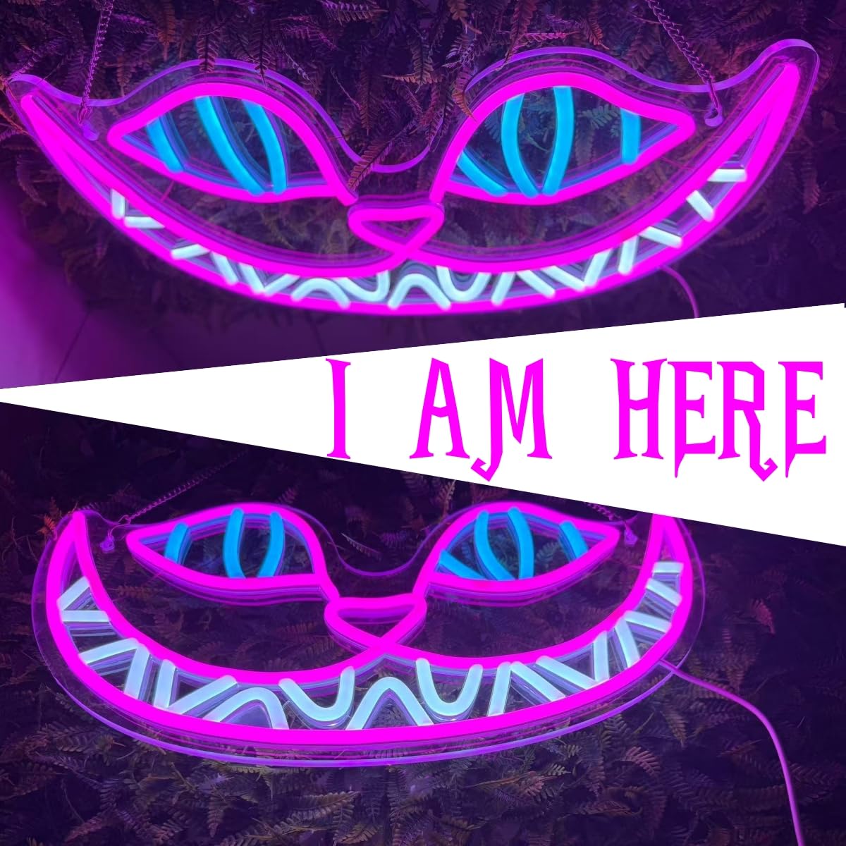 Cheshire Cat Neon Sign, Alice in Wonderland Decor LED Light for Wall, Dimmable Cat Neon Light for Bedroom Man Cave Party Bar, Wonderland Gifts for Kids Birthday Christmas