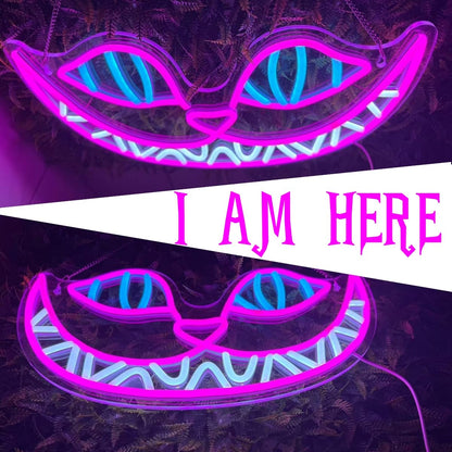 Cheshire Cat Neon Sign, Alice in Wonderland Decor LED Light for Wall, Dimmable Cat Neon Light for Bedroom Man Cave Party Bar, Wonderland Gifts for Kids Birthday Christmas