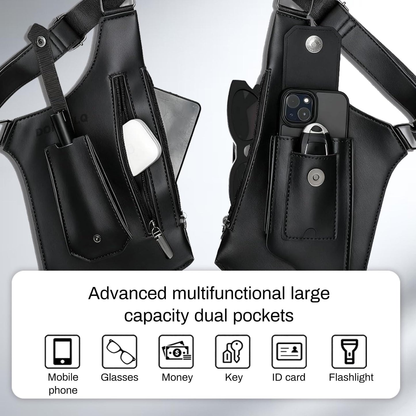 2026 Anti-Theft Double Shoulder Armpit Bag for Men Vest Bag Concealed Carry Holster with Adjustable Straps, Multi-Pocket Underarm Pouch for Travel, Outdoor Running, cycling & Daily Commute etc（black）