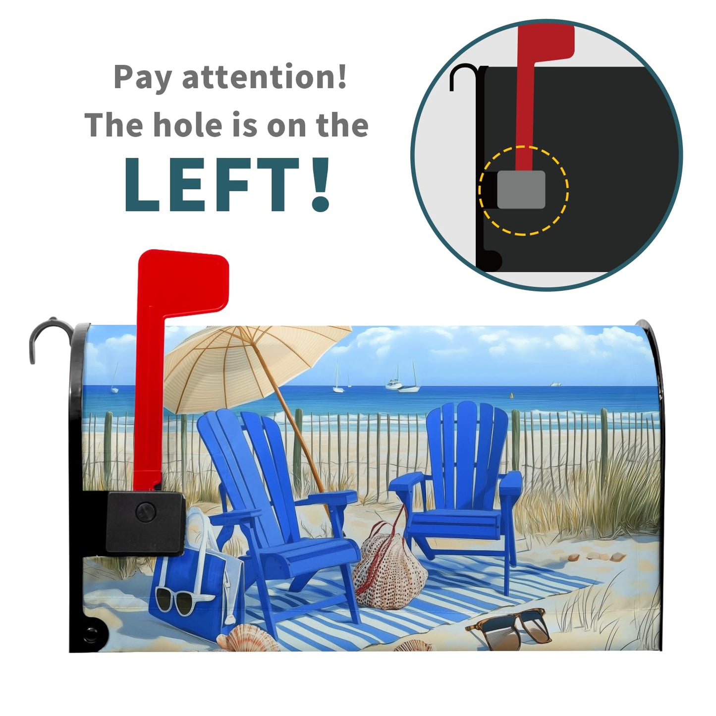 Sweetshow Summer Beach Life Mailbox Covers Magnetic Standard Size 18" X 21",Blue Ocean Nautical Coastal Theme Mailbox Wraps Post Letter Box Cover for Holiday Garden Yard Decor