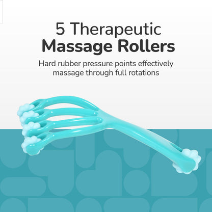 BioSwiss Claw Massage Roller, Handheld Muscle Massager with 5 Rotating Heads for Back, Legs, and Shoulder