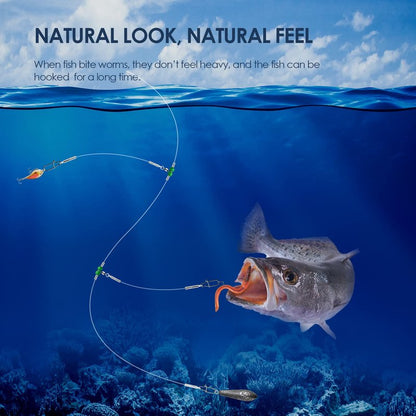 Luroad Fishing Wire Leader Fishing Rigs Nylon-Coated Lines with Swivels Snap Beads Stainless Steel Hooks Crimps Saltwater Freshwater for Fishing Lovers Angler (D.2 Arm-Green-6pcs)