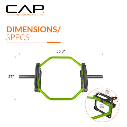 CAP Barbell Olympic Trap Bar, Hex Bar, Shrug Bar, Deadlift Bar, Green , 50 inches