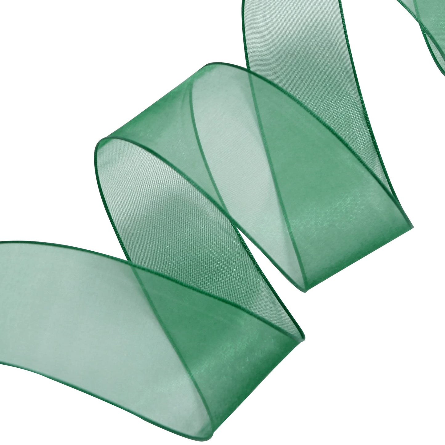 VATIN Forest Green Organza Wired Ribbon, 1-1/2" Green Sheer Ribbon with Metallic Edge for Christmas Tree Decoration Gift Wrapping Wedding Crafts -25 Yards