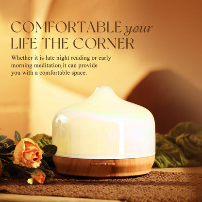 Porseme 500ml Essential Oil Diffuser, Aroma Ultrasonic Humidifier with Remote Control, BPA Free, Auto Shut-Off, Timer Setting for Large Room Sleeping Yoga