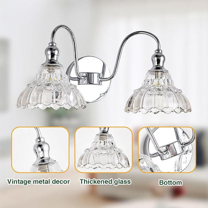 Chrome 2-Light Wall Sconces Bathroom Vanity Light Light Fixtures Modern Vanity Lighting Fixtures Wall Light for Bedroom Living Room Bathroom