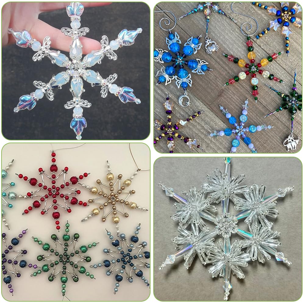 SUNNYCLUE 30Pcs Wire Snowflake Frame Snowflake Ornaments Bulk Iron Winter Decor Alloy Holiday Xmas Christmas Beaded Ornaments Wire for Making Party Beading Project Decorations DIY Crafting Supplies